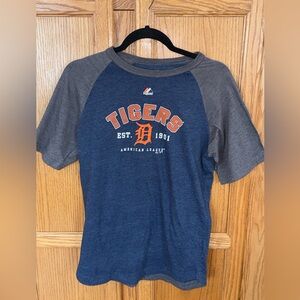 Detroit Tigers Majestic Youth XL Raglan MLB Tee Blue Gray
